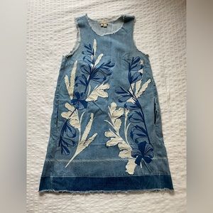 Anthropologie Denim Appliqué Dress